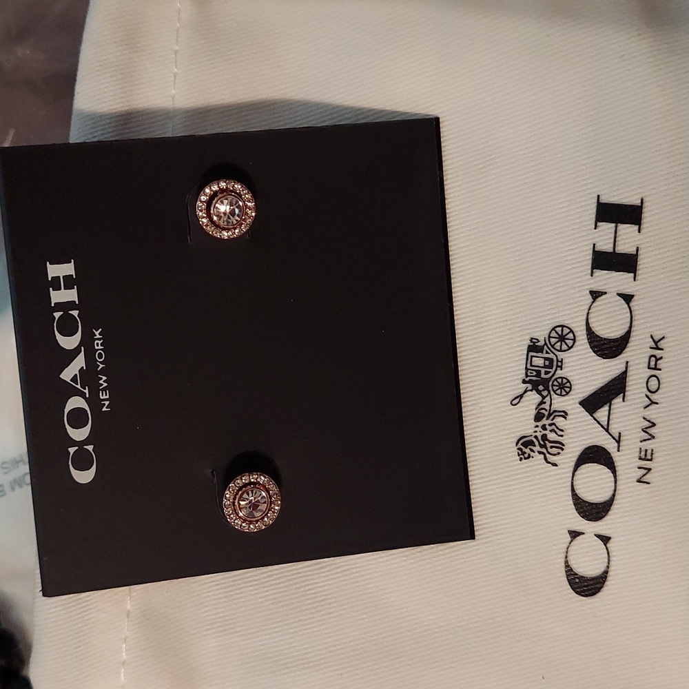 NWT Coach Rose Gold Halo Earrings - Picture 2 of 3